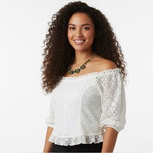 Jessica Simpson Ivory Cream Lace Blouse Sz M/L